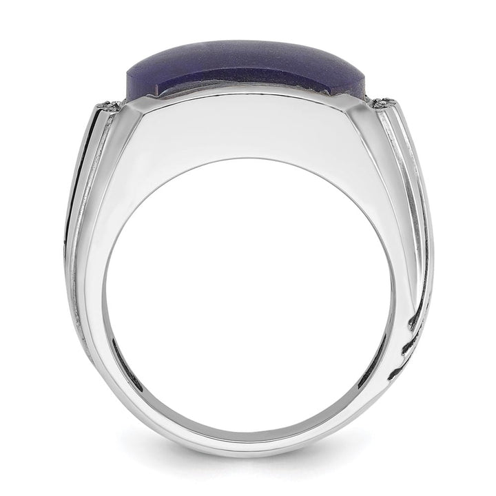 14k White Gold Lapis Diamond Men's Ring
