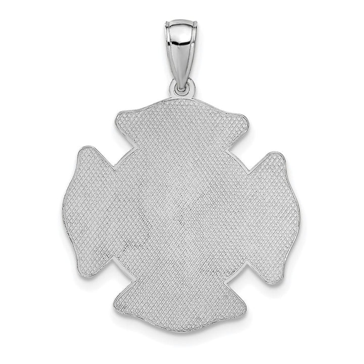 14K White Gold Large F.D. St. Florian Badge Pendant