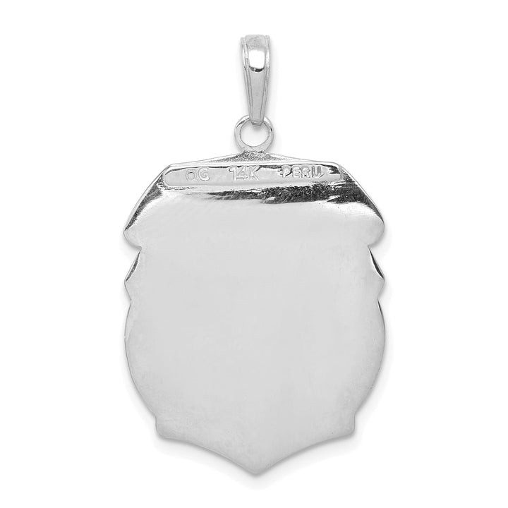 14K White Gold Large Saint Michael Protect Us Medal Badge Pendant