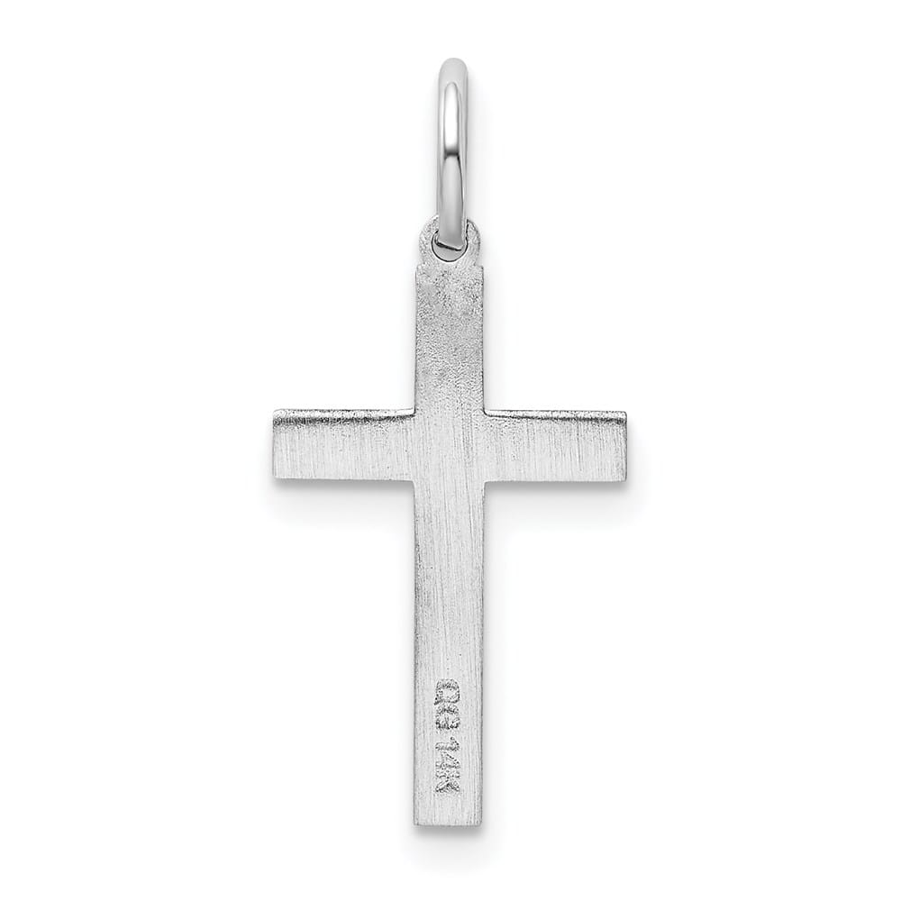 14K White Gold Laser Cut Engravable Cross Pendant 23x11mm 0.51g, view 4 of 4