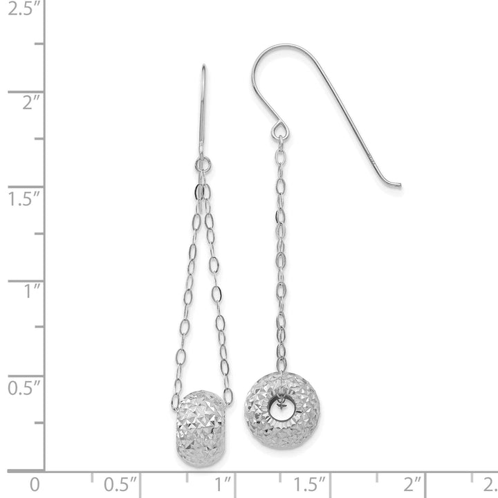 Lovely Rita's 14K White Gold Luxurious Polished 8 mm Puff Donut Bead Dangle Earrings
