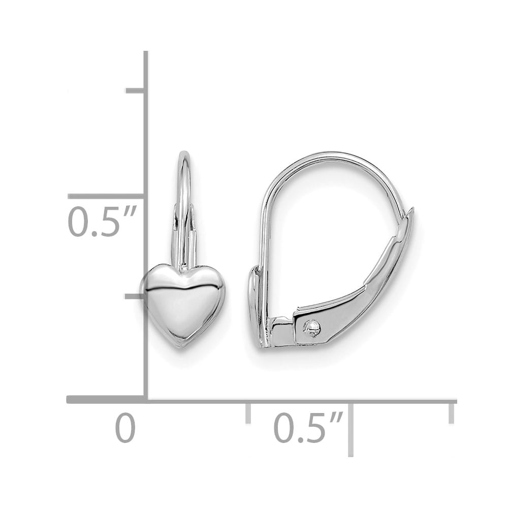 14K White Gold Madi K 5.00mm Heart Leverback Earrings, view 4 of 5