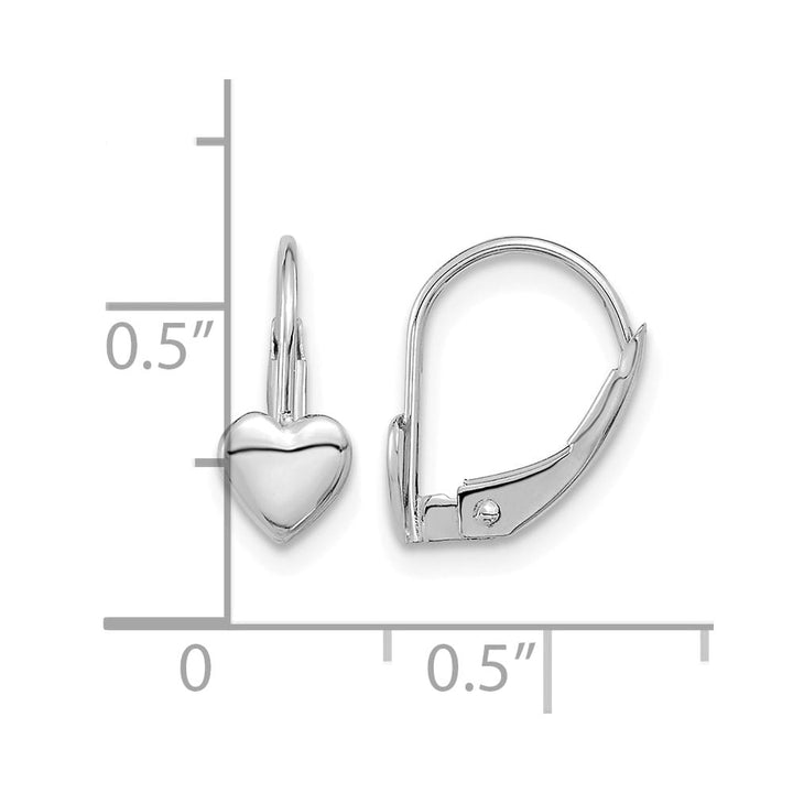 14K White Gold Madi K 5.00mm Heart Leverback Earrings, view 4 of 5