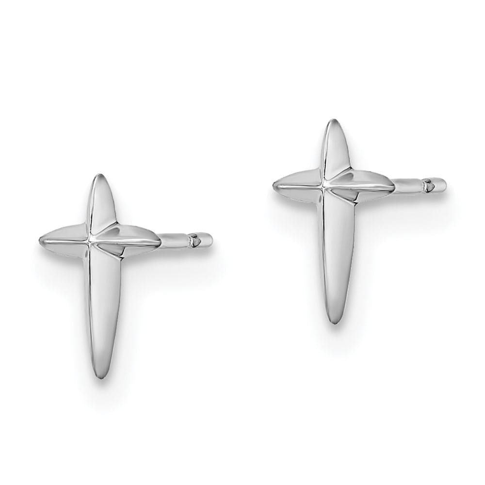 14K White Gold Madi K Cross Post Earrings, view 2 of 4