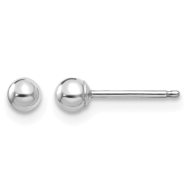 14K White Gold Madi K Polished 3mm Ball Post Earrings, view 1 of 5