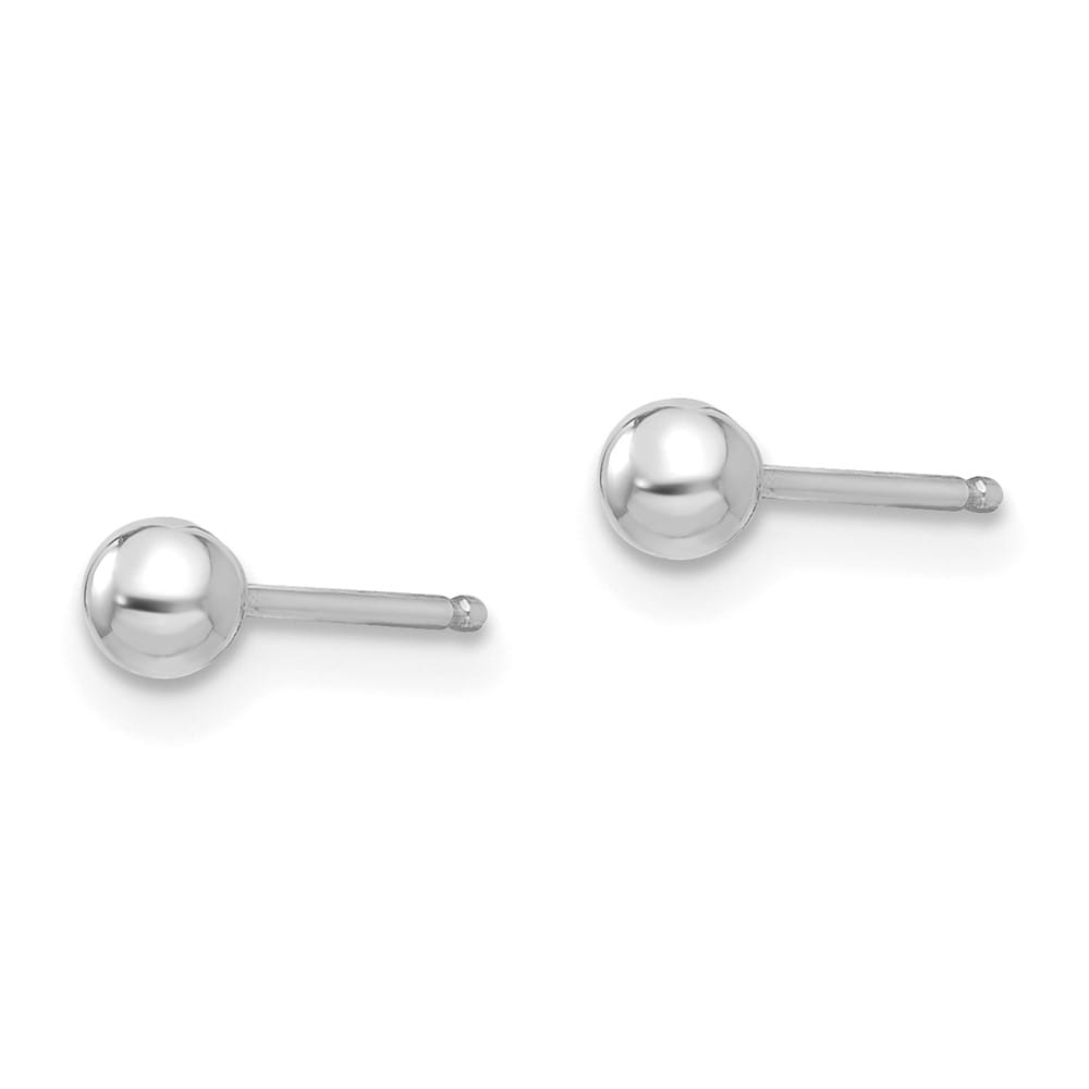 14K White Gold Madi K Polished 3mm Ball Post Earrings, view 2 of 5