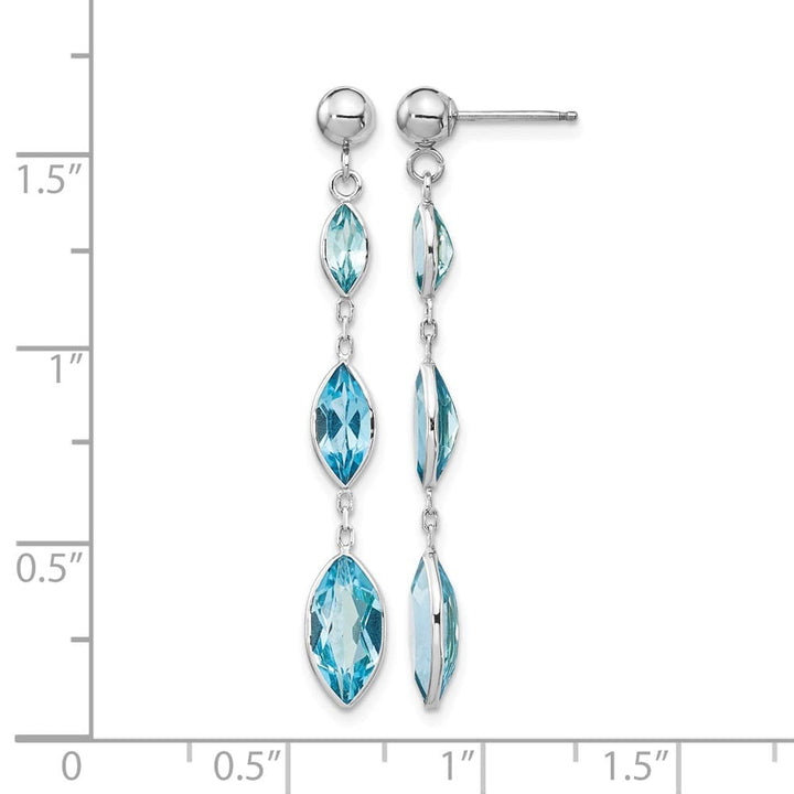 14K White Gold Marquise Blue Topaz Dangle Post Earrings, view 4 of 4