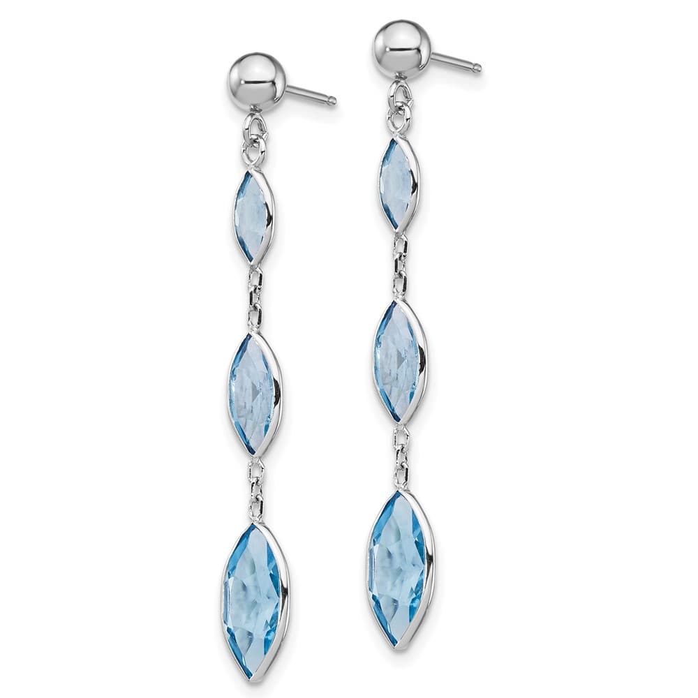 14K White Gold Marquise Blue Topaz Dangle Post Earrings, view 2 of 4