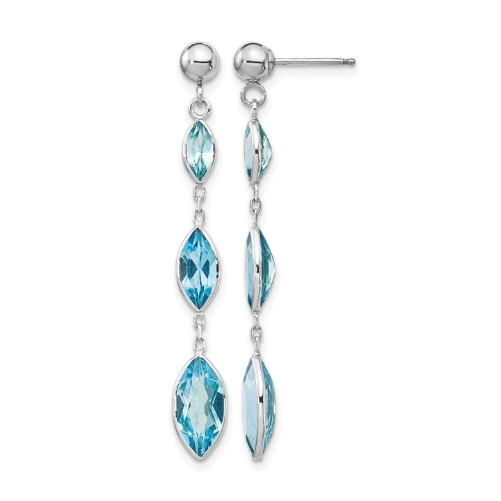 14K White Gold Marquise Blue Topaz Dangle Post Earrings, view 1 of 4