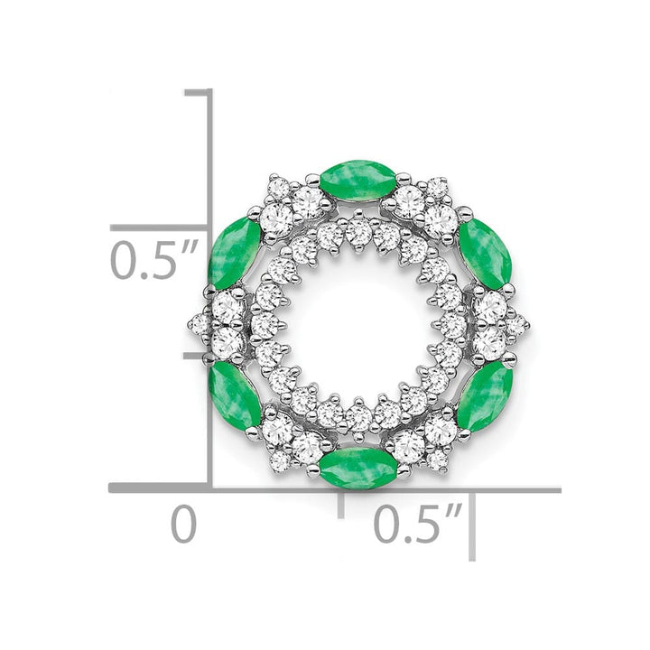 14K White Gold Marquise Emerald and Diamond Circle Chain Slide