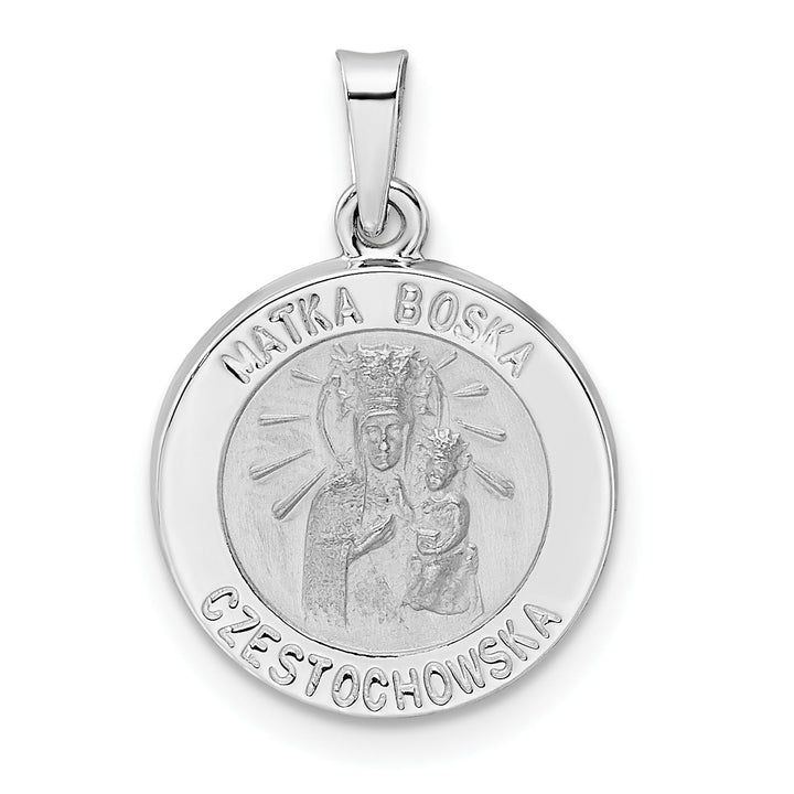 14K White Gold Matka Boska Czestochowska Medal Reversible Round