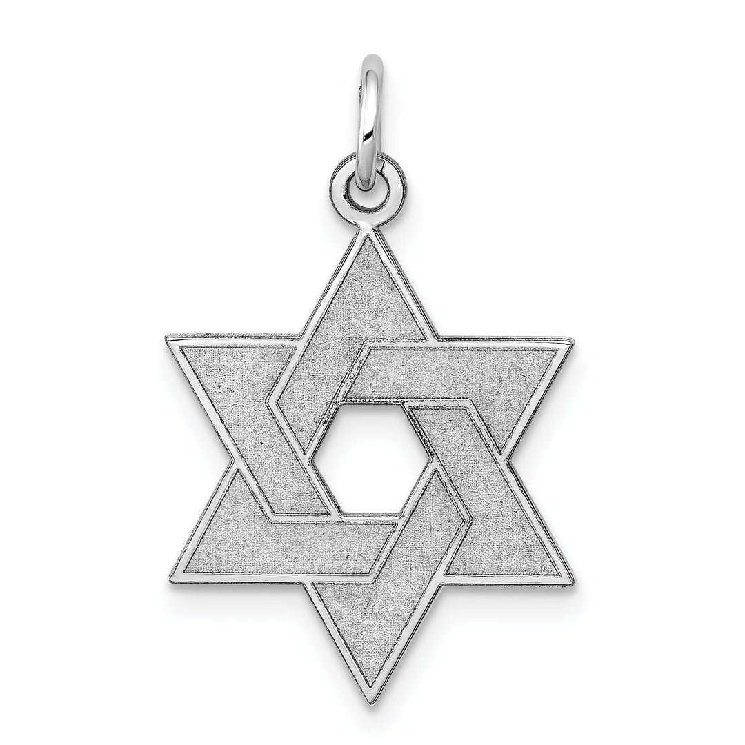 14K White Gold Medium Laser Designed Star of David Pendant