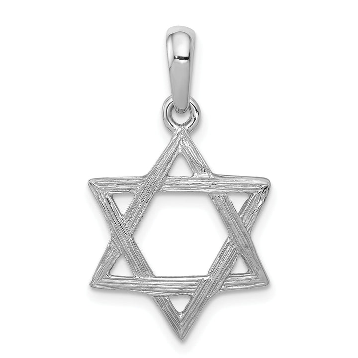 14K White Gold Medium Polished Star Of David Pendant