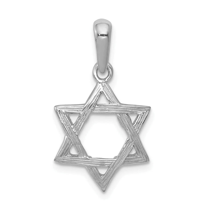 14K White Gold Medium Solid Star Of David Pendant