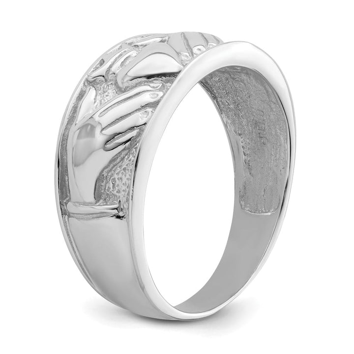 14k White Gold Men's Polished Claddagh Band