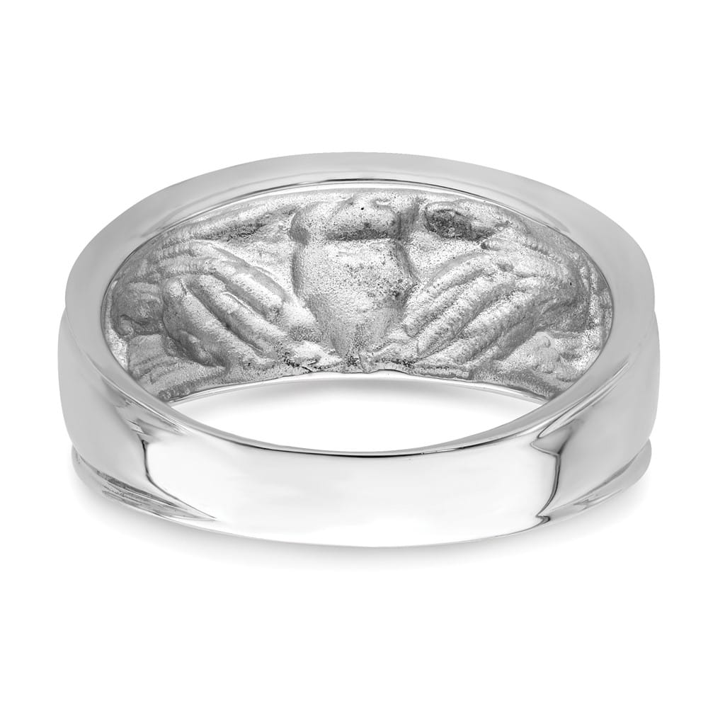 14k White Gold Men's Polished Claddagh Band