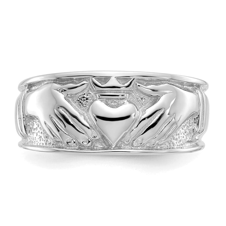 14k White Gold Men's Polished Claddagh Band