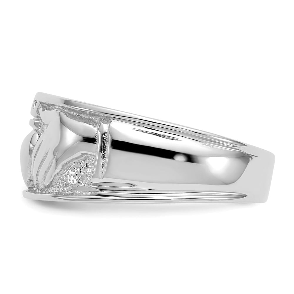 14k White Gold Men's Polished Claddagh Band