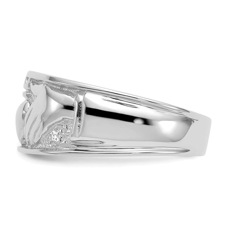 14k White Gold Men's Polished Claddagh Band