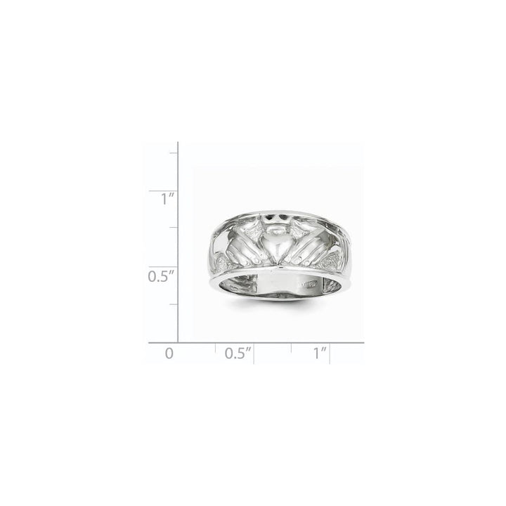14k White Gold Men's Polished Claddagh Band