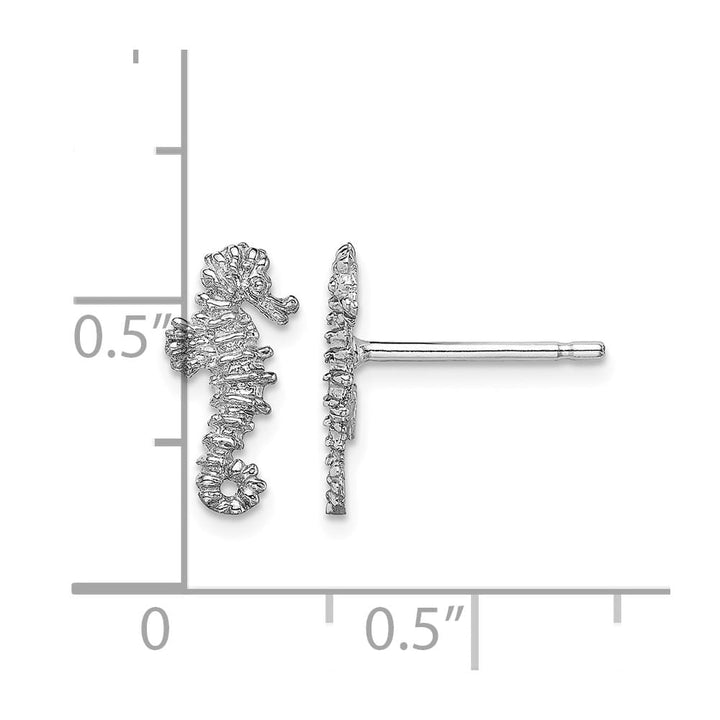 14K White Gold Mini Seahorse Post Earrings, view 4 of 4