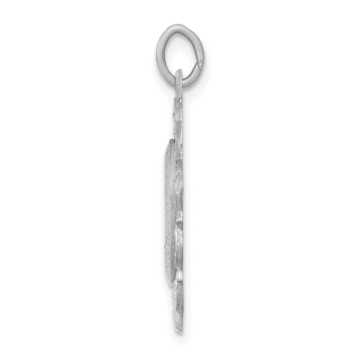 14K White Gold Miraculous Medal Scalloped Edge Oval Pendant