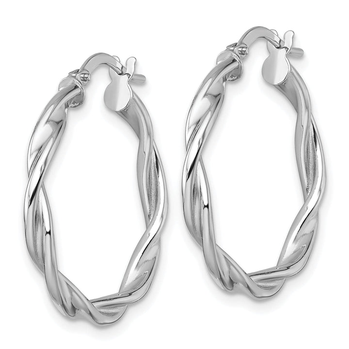 14K White Gold Modern Polished 24mm Twisted Hoops