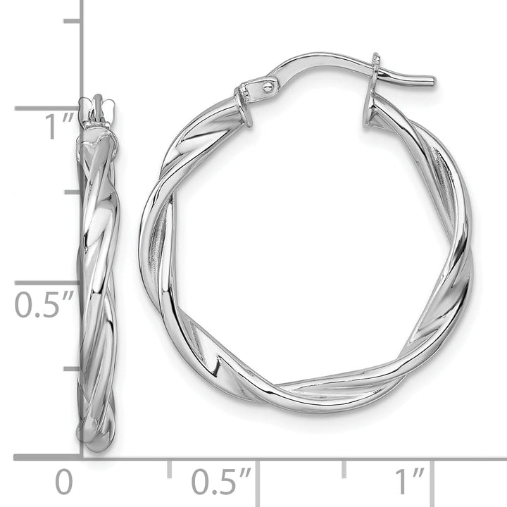 14K White Gold Modern Polished 24mm Twisted Hoops