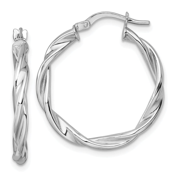 14K White Gold Modern Polished 24mm Twisted Hoops