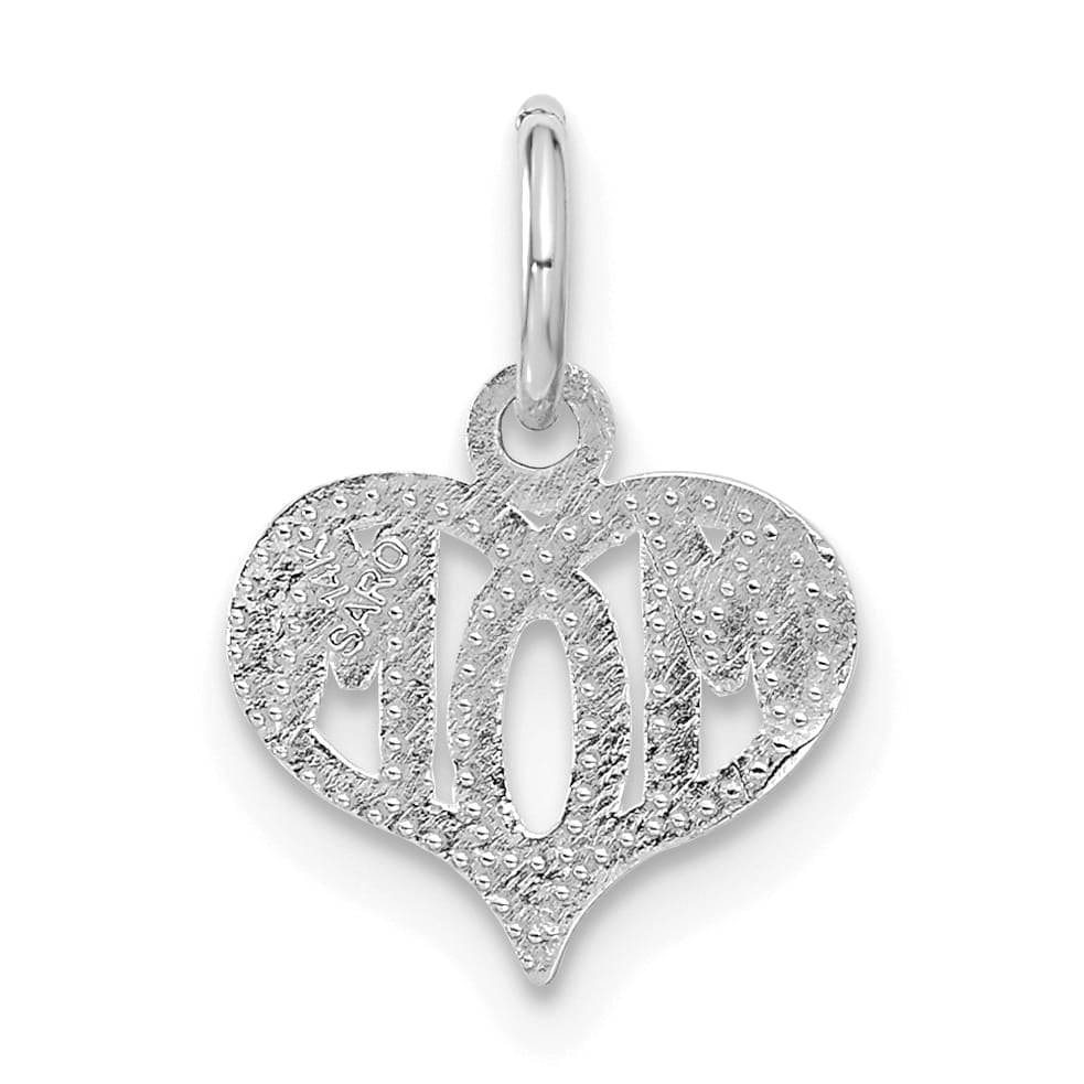 14K White Gold MOM Heart Charm