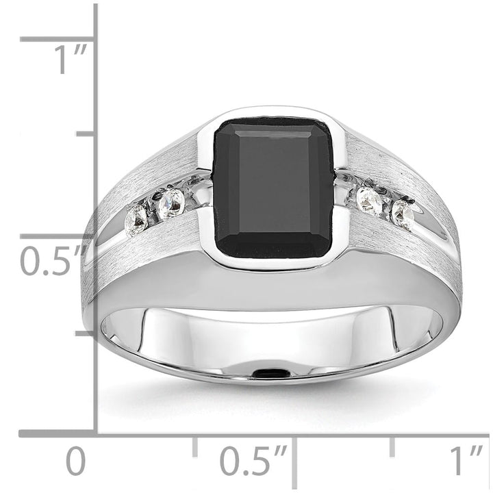 14k White Gold Onyx and I1 Quality Diamond Men's Ring