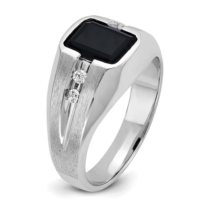 14k White Gold Onyx and I1 Quality Diamond Men's Ring