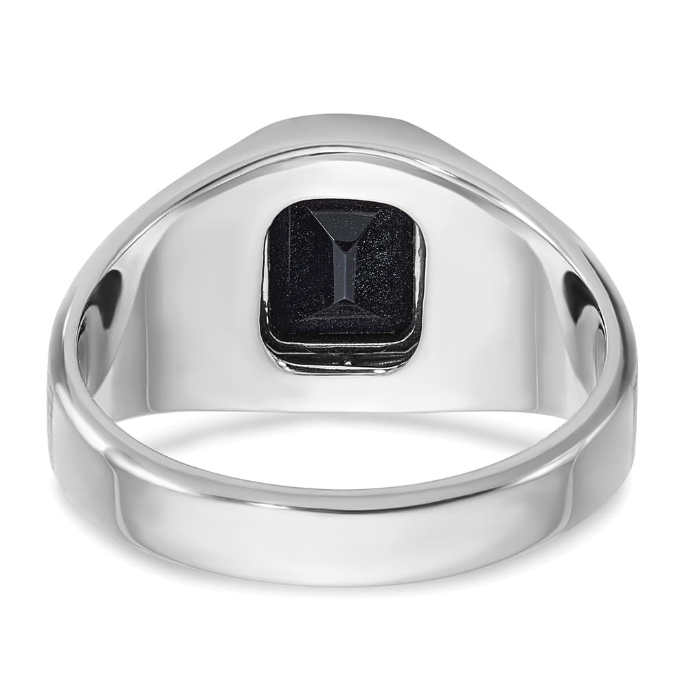 14k White Gold Onyx and I1 Quality Diamond Men's Ring