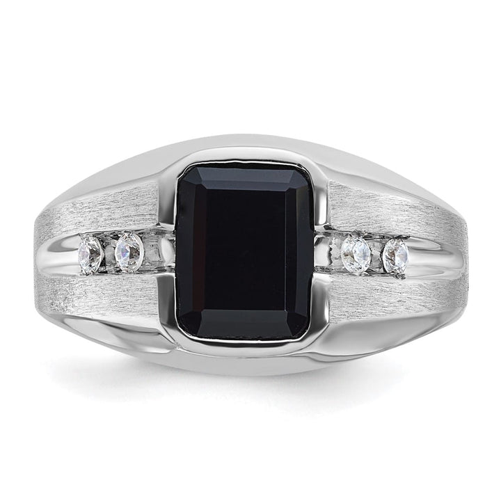 14k White Gold Onyx and I1 Quality Diamond Men's Ring
