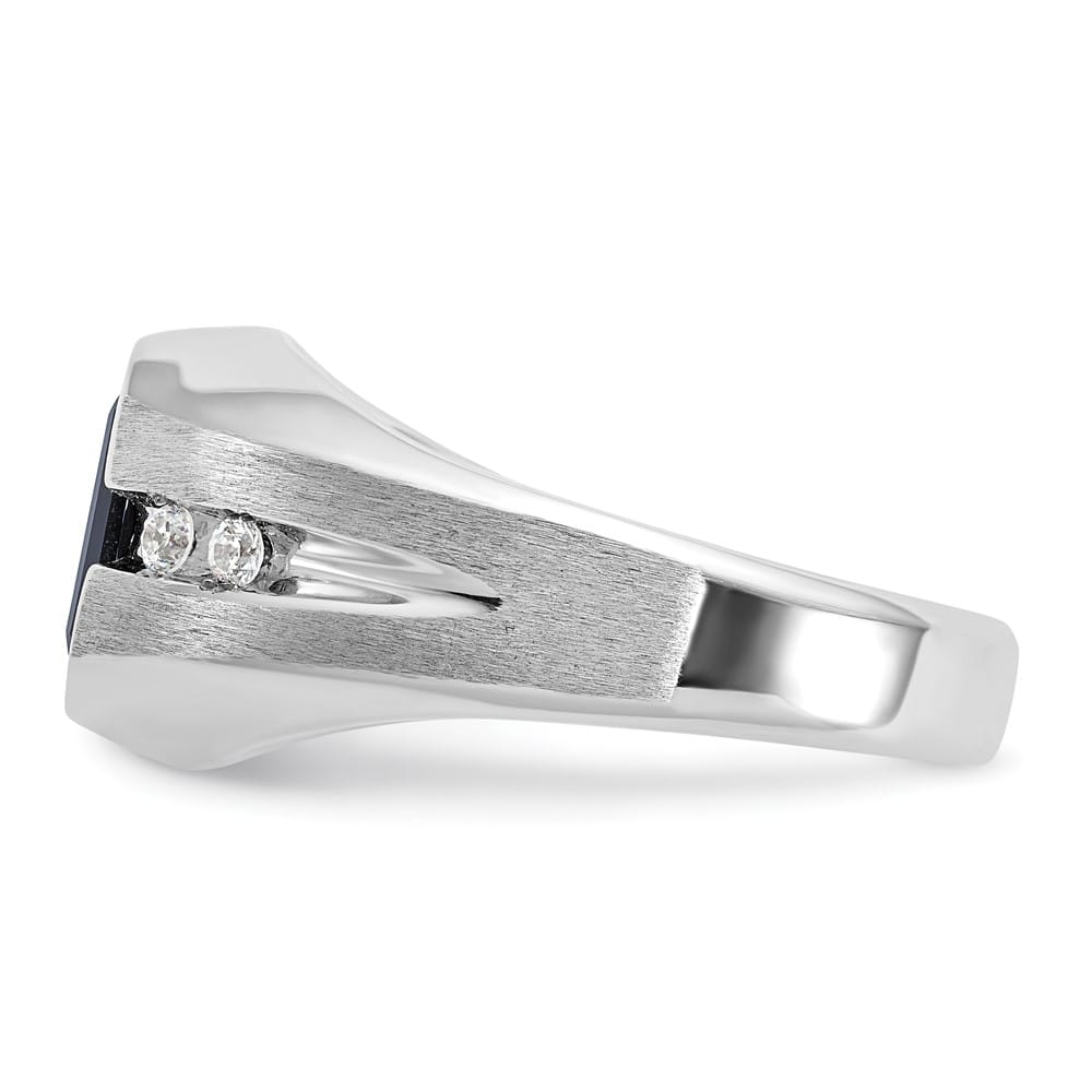 14k White Gold Onyx and I1 Quality Diamond Men's Ring