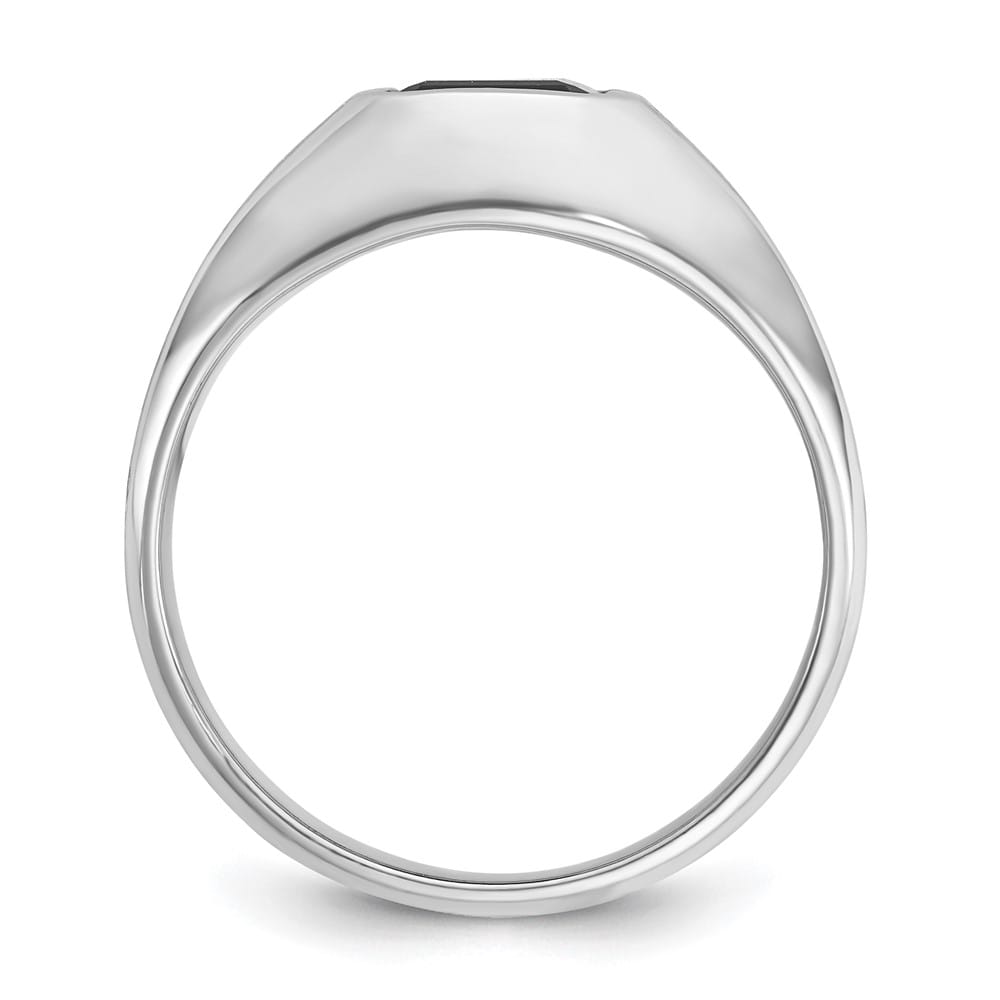 14k White Gold Onyx and I1 Quality Diamond Men's Ring