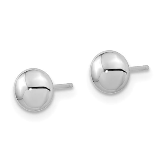 14K White Gold Ornate Polished 5mm Button Post Earrings