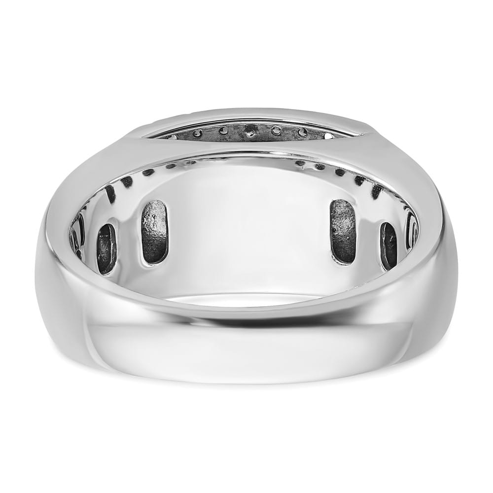 14k White Gold -Out I1 Quality Black and White Diamond Men's Ring