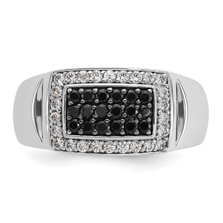 14k White Gold -Out I1 Quality Black and White Diamond Men's Ring