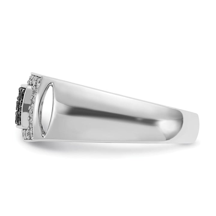 14k White Gold -Out I1 Quality Black and White Diamond Men's Ring
