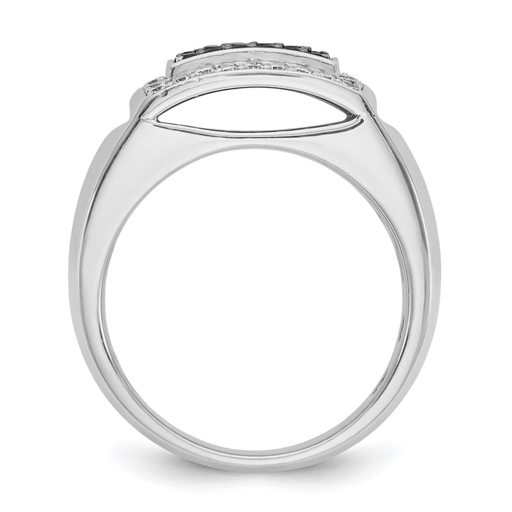 14k White Gold -Out I1 Quality Black and White Diamond Men's Ring