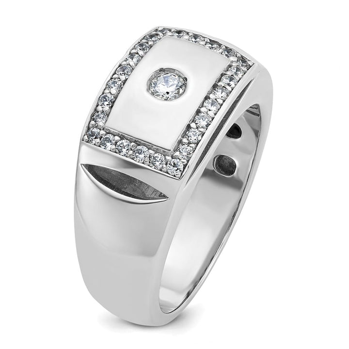 14k White Gold -Out I1 Quality Diamond Rectangle Men's Ring