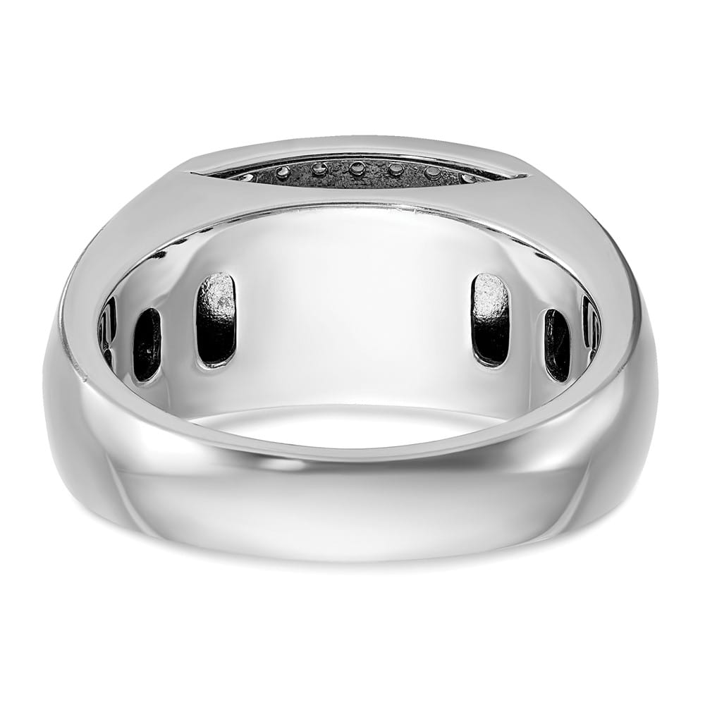 14k White Gold -Out I1 Quality Diamond Rectangle Men's Ring