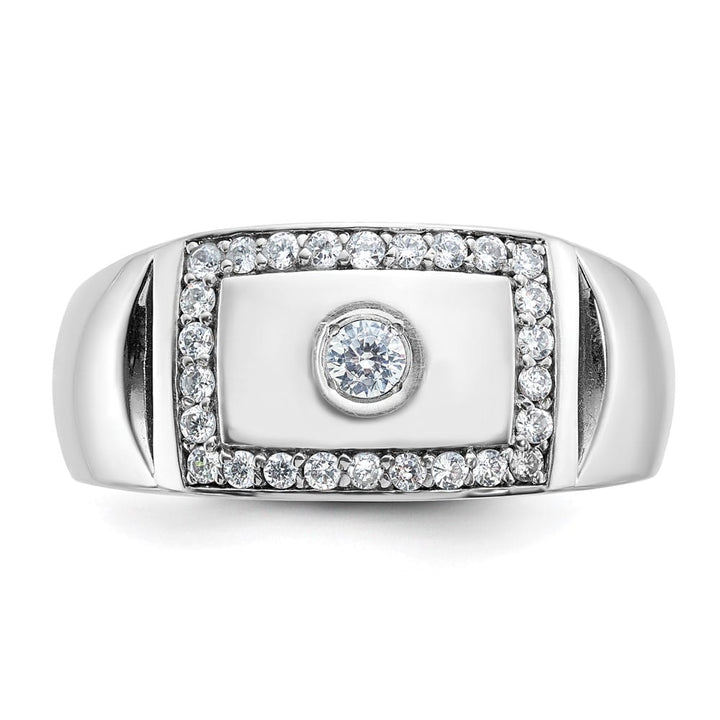 14k White Gold -Out I1 Quality Diamond Rectangle Men's Ring