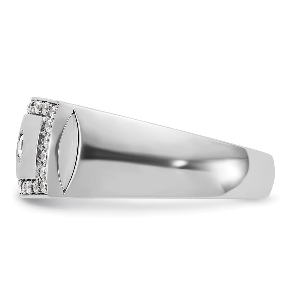 14k White Gold -Out I1 Quality Diamond Rectangle Men's Ring