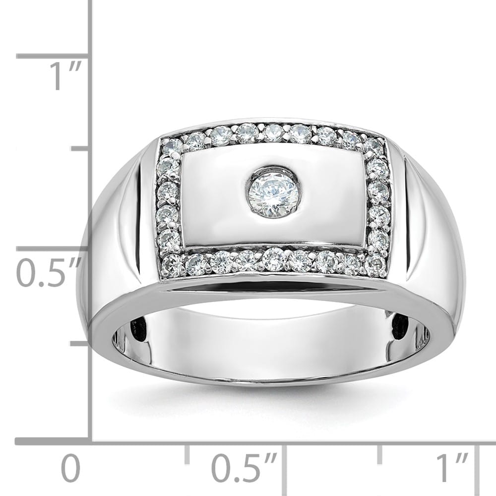 14k White Gold -Out I1 Quality Diamond Rectangle Men's Ring