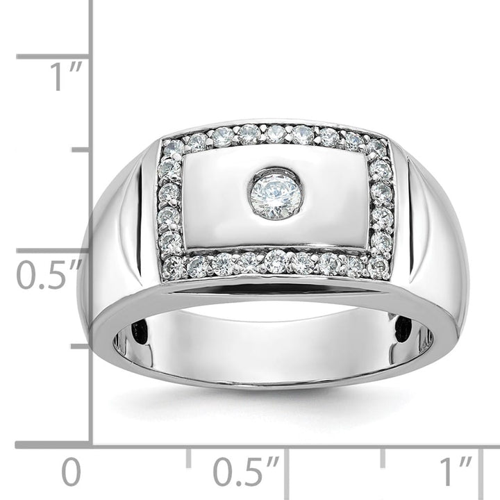 14k White Gold -Out I1 Quality Diamond Rectangle Men's Ring
