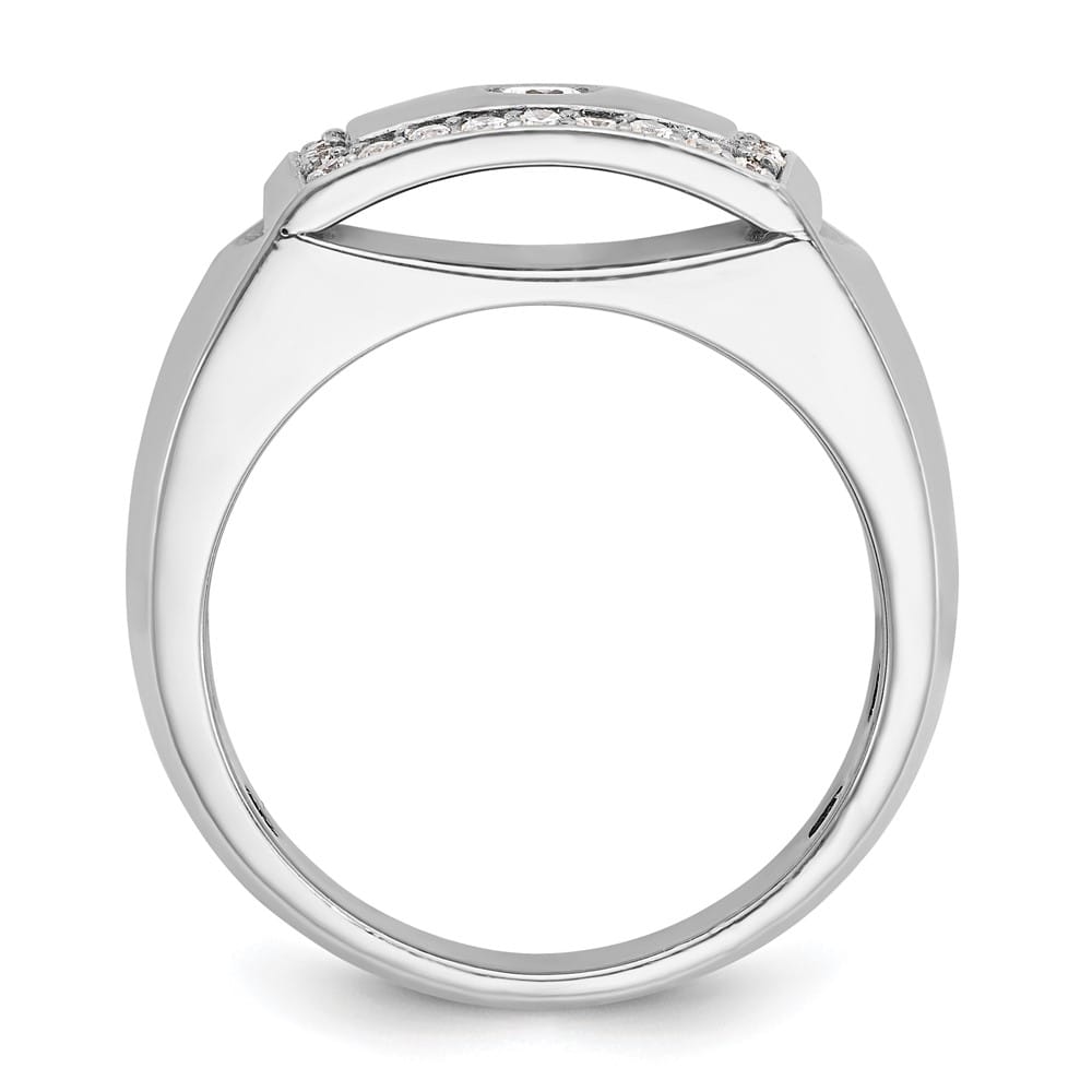14k White Gold -Out I1 Quality Diamond Rectangle Men's Ring