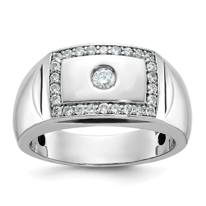 14k White Gold -Out I1 Quality Diamond Rectangle Men's Ring