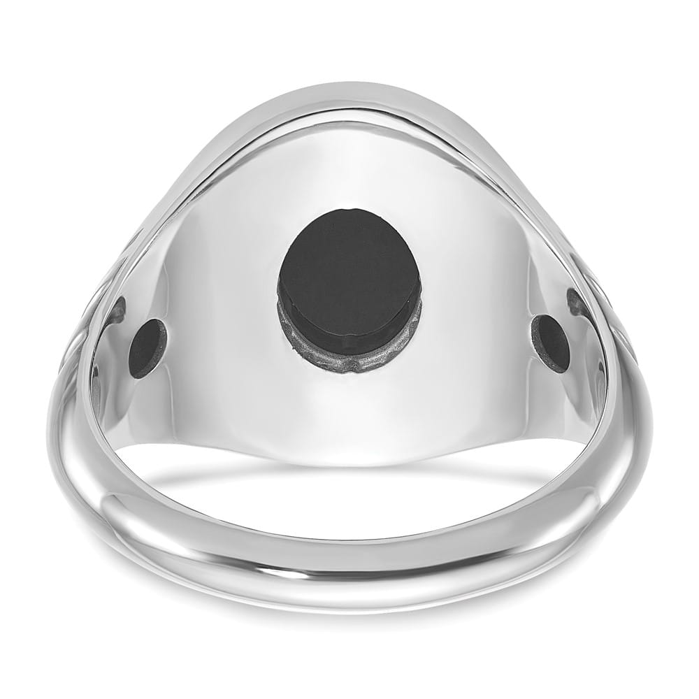 14k White Gold Oval Onyx Men's Ring